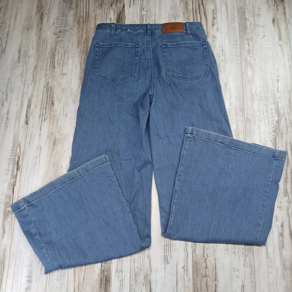 United‎ Colors of Benetton Sophia Wide Leg Jeans Medium Wash Blue Womens Size 8